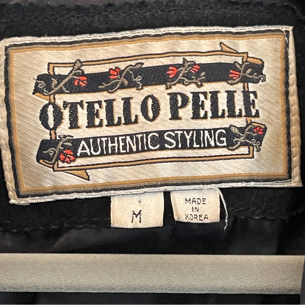 Otello Pelle Cropped Leather Jacket Black Paisley Vintage Moto Style Y2K 90s - Picture 4 of 15